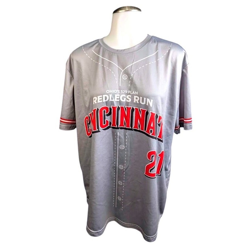 Cincinnati Reds~Redlegs Run Shirt~Large~Gray~Ohio 529 Plan Baseball Jersey SGA